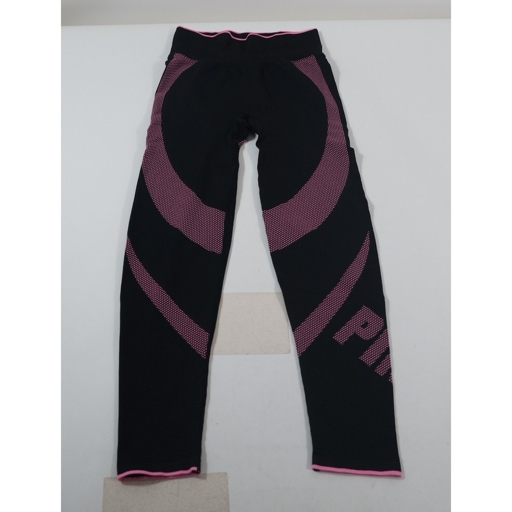 PINK Leggings Womens M Black Pink Active Seamless High Waist Graphic Logo Yoga